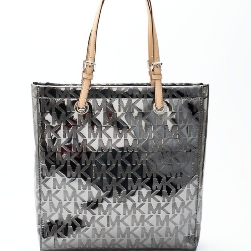 Michael Kors JetSet Signature Mirror Metallic Tote